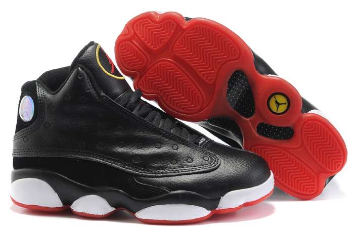 Discount Womens Air Jordan 13 (XIII) Black White Red